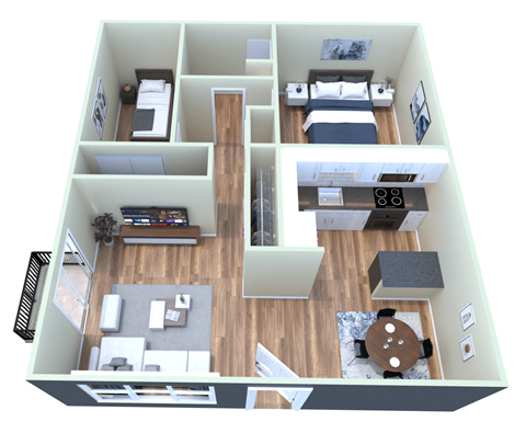 Spring-Lake-Cove-2x1.5 2-bed, 1.5 bath 890 square foot apartment floor plan at Spring Lake Cove Apartments in Birmingham, AL